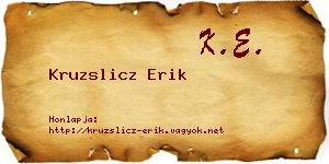 Kruzslicz Erik névjegykártya